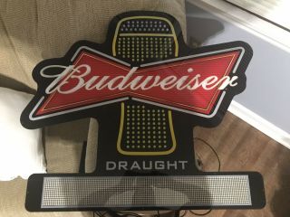Budweiser Draught Very Rare Large Led Sign W/ Message Board Opti Neon 6
