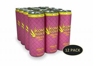 Kona Gold Bubble Gum Hemp Energy Drink 12.  0 Fluid Ounces,  12 Pack,  Zero Calories