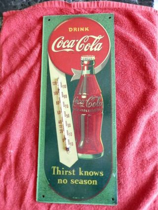 Rare Vintage Near 1944 Coca Cola Soda Pop Gas Station 17 " Thermometer Sign