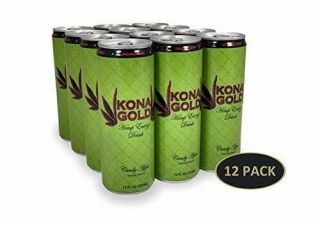 Kona Gold Candy Apple Hemp Energy Drink 12.  0 Fluid Ounces,  12 Pack,  Zero Calorie