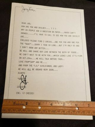 Jerry Lewis Initialed Letter Dated Oct 18,  1991