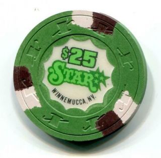 Winnemucca Nv Star $25 Casino Chip H&c 1982 Cr V5641