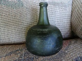 English Onion Black Glass Bottle 1700 