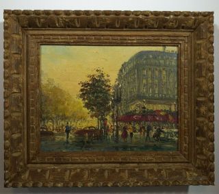 Georges Gerbier Paris France Le Grand Hotel Signed Impressionist Oil Painting