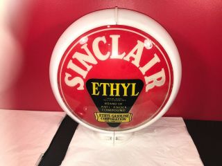Rare Old Sinclair Ethyl Gasoline Pump Globe And Lens Advertising Sign