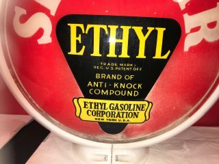 RARE Old Sinclair Ethyl Gasoline Pump Globe And Lens Advertising Sign 4