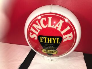 RARE Old Sinclair Ethyl Gasoline Pump Globe And Lens Advertising Sign 5