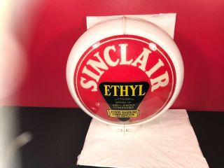 RARE Old Sinclair Ethyl Gasoline Pump Globe And Lens Advertising Sign 9