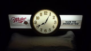 Vintage Miller Light Up Sign W/clock