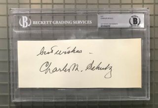 Charles Schulz Signed Cut Autographed Beckett Bas Auto Peanuts Charlie Brown