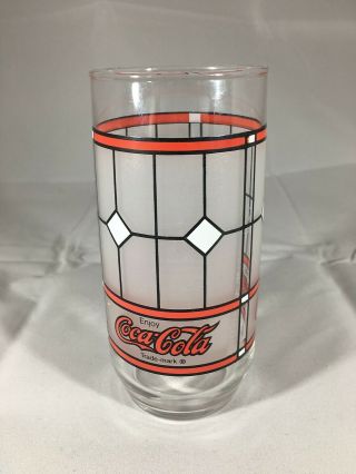 Coca Cola Drinking Glass Vintage Tiffany Style Coke Frosted Stained Glass