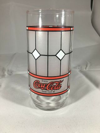 Coca Cola Drinking Glass VINTAGE TIFFANY STYLE Coke FROSTED STAINED GLASS 2