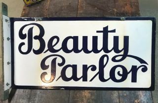Double Sided Porcelain Beauty Parlor Sign & Bracket 11