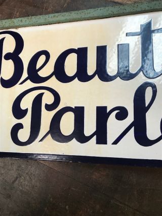 Double Sided Porcelain Beauty Parlor Sign & Bracket 6