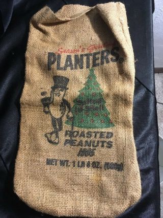 Vintage Rare Seasons Greetings Planters 1 Lb 8 Oz Burlap Bag