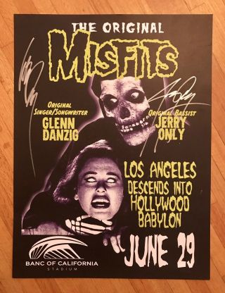 Og Misfits Poster Signed By Glenn Danzig & Jerry Only.  Samhain Punk