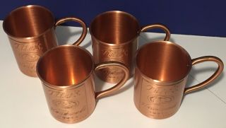 4 Embossed Tito ' s Vodka Copper Moscow Mule Mug Set 2