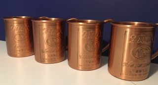 4 Embossed Tito ' s Vodka Copper Moscow Mule Mug Set 7
