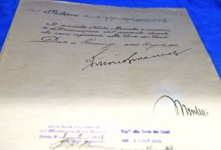Benito Mussolini Victor Emmanuel Jsa 1926 Four Page Signed Document Autograph