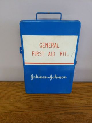 Johnson & Johnson Vintage General First Aid Kit Metal Box Plus Random Contents