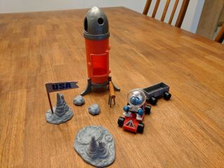 Rare Smurf Moon Lunar Explorer Playset / Schtroumpf Lune Cosmoschtroumpf