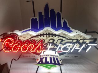 Coors Light Neon Sign Tampa Bay 02.  01.  09 Superbowl Xliii 31 " X 22 "