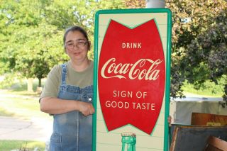 Large Vintage 1959 Coca Cola Fishtail Soda Pop Gas Station 54 