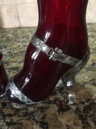 A RARE WEST VIRGINIA 1930’S RUBY RED LADY’S LEG BOOT COCKTAIL SHAKER 7