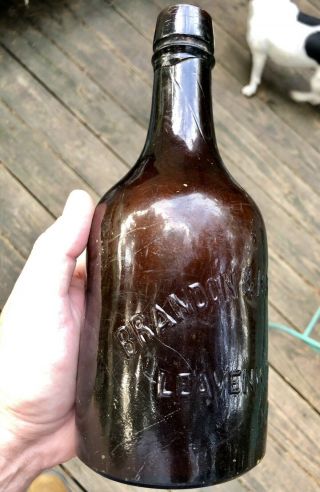 Leavenworth Kansas KS Amber Bottle BRANDON & KIRMEYER - Rare w One ‘R’ 3
