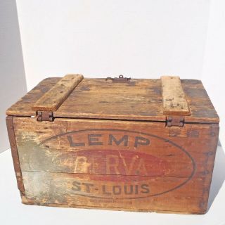 1917 Pre - Proh LEMP CERVA Lidded Wooden Box Falstaff Griesedieck Pabst Beer Crate 2