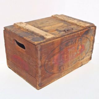 1917 Pre - Proh LEMP CERVA Lidded Wooden Box Falstaff Griesedieck Pabst Beer Crate 3