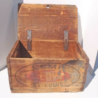 1917 Pre - Proh LEMP CERVA Lidded Wooden Box Falstaff Griesedieck Pabst Beer Crate 4