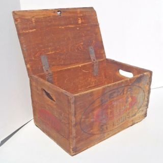 1917 Pre - Proh LEMP CERVA Lidded Wooden Box Falstaff Griesedieck Pabst Beer Crate 5