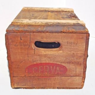 1917 Pre - Proh LEMP CERVA Lidded Wooden Box Falstaff Griesedieck Pabst Beer Crate 7