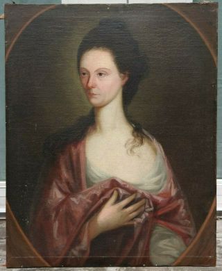 Lg Ca.  1790 Antique 18thc Colonial Virginia Estate American Portrait Oil Painting