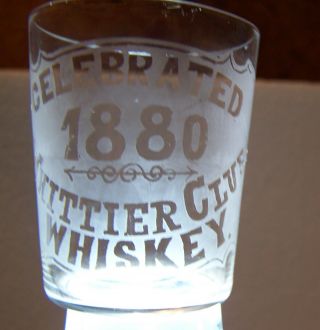 Old Pre Prohibition Shot Glass " Celebrated 1880 Whittier Club Whiskey "