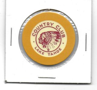 Crest & Seal Casino Chip Stateline Country Club 9 Yellow - Late Tahoe,  Nv.
