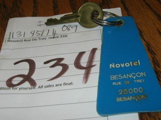 Vintage Casino Hotel Motel Room Key (novotel) Rue De Trey Room 310