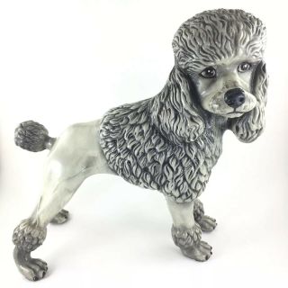 Marwal Standard Poodle Statue 13” Tall Dog Canine Animal Gray Black Figurine