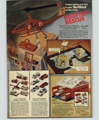 1976 Paper Ad Toy Helicopter Vertibird Mattel Tootsietoy Emergency Matchbox