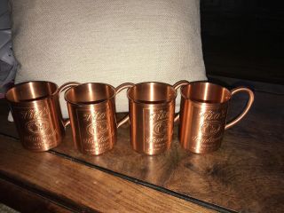 4 Embossed Tito ' s Vodka Copper Moscow Mule Mug Set, 2