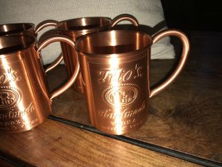4 Embossed Tito ' s Vodka Copper Moscow Mule Mug Set, 5