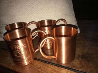 4 Embossed Tito ' s Vodka Copper Moscow Mule Mug Set, 6