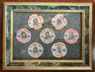 Commemorative Native American Casino Chip Set,  Framed With Custom Holder