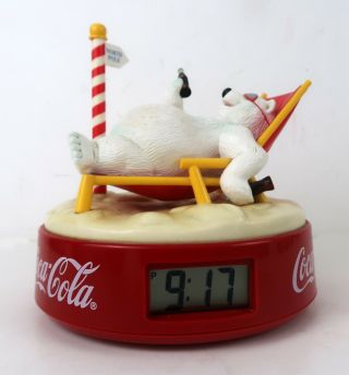 Coca Cola 1996 Polar Bear North Pole Christmas Coke Alarm Clock &