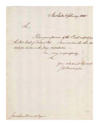 Jedediah Huntington (rev.  War General) 1808 Autograph Signed Letter - Authentic