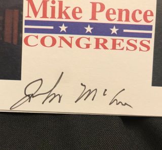 Sen.  John McCain Signed Mike Pence For Congress Invitation Autograph 3