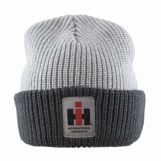 Ih International Harvester Logo Two - Tone Grey Knit Stocking Cap Hat