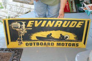 Large Vintage 1950s Evinrude Outboard Boat Motors Fishing Gas Oil 40 " Metal Sign