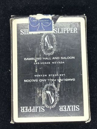 Silver Slipper Casino Uncancelled Playing Cards Black Deck Las Vegas Saloon Rare 2